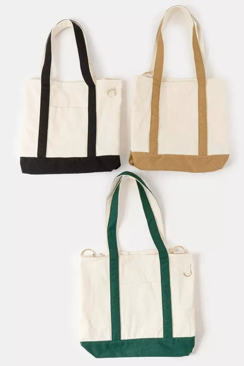 Fame Contrast Trim Tote Bag - BK / One Size