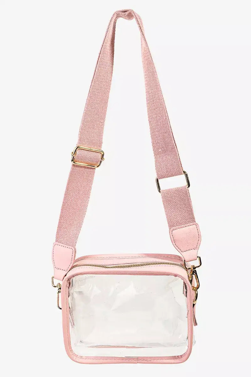 Fame PVC Clear Rectangular Crossbody Bag - Blush Pink / one size