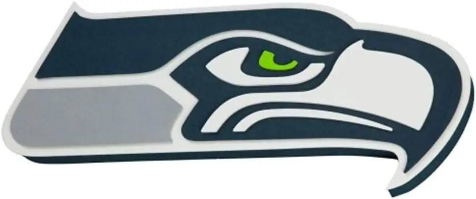Seattle Seahawks logo in navy blue, silver, and neon green on FanFoam 3D Wall Sign