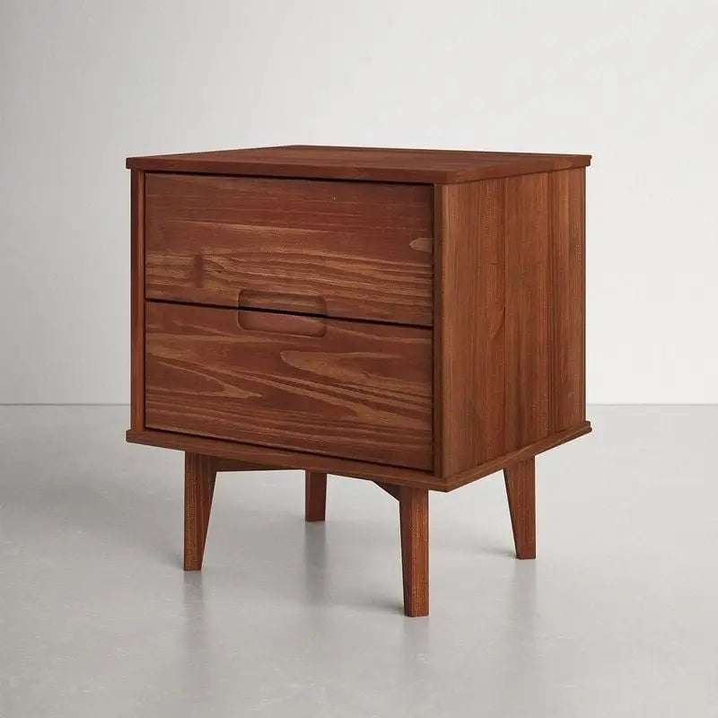 FarmHouse 2 Drawer Solid Wood Nightstand Walnut - Nightstand and Dressers