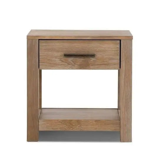 Farmhouse Traditional Rustic Pine Wood 1- Drawer Nightstand Bedside Table - Nightstand
