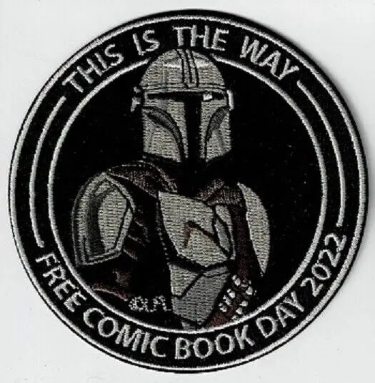 Round Mandalorian patch from FCBD Free Comic Book Day 2022 for Star Wars fans