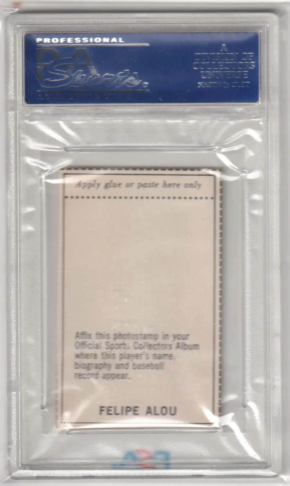 Graded Felipe Alou baseball card from MLB Photostamps hand cut PSA authentic set