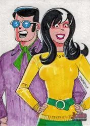 Colorful cartoon drawing of stylized characters for Female Persuasion Roy Cover trading cards