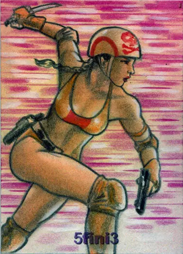 Roller derby skater in action with protective gear on Female Persuasion trading card