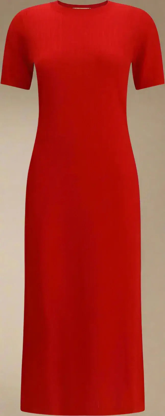FENDI red logo embossed knitted midi dress, vibrant short-sleeved midi dress