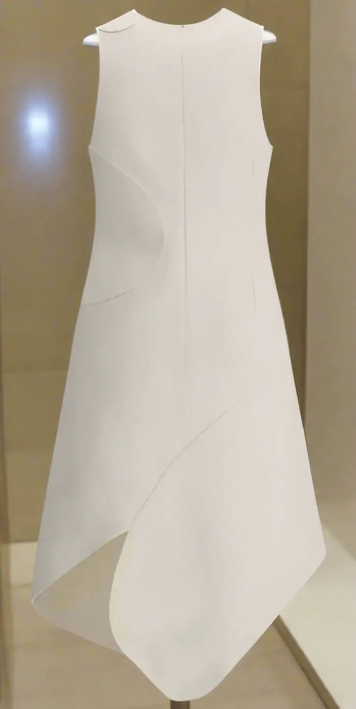 Ferragamo white sleeveless dress with asymmetrical hem for elegant summer wear