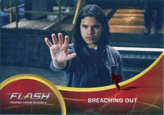Person with long dark hair stopping, featured on Flash Season 2 Scarlet Speedster Deco Red Foil