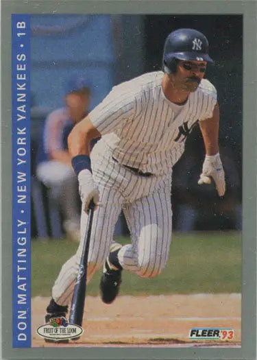 Baseball player in New York Yankees uniform on Fleer Fruit of the Loom base card