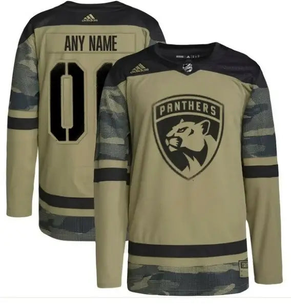Florida Panthers military green camouflage hockey jersey for team practice and support