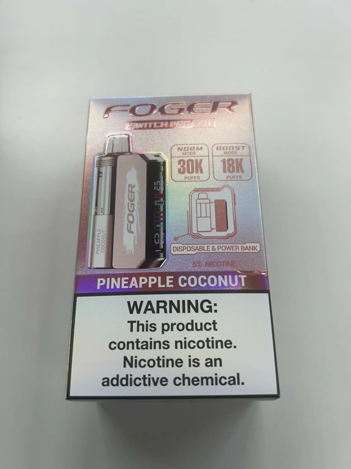 Foger Kit Pineapple Coconut flavored vape with disposable device and power bank