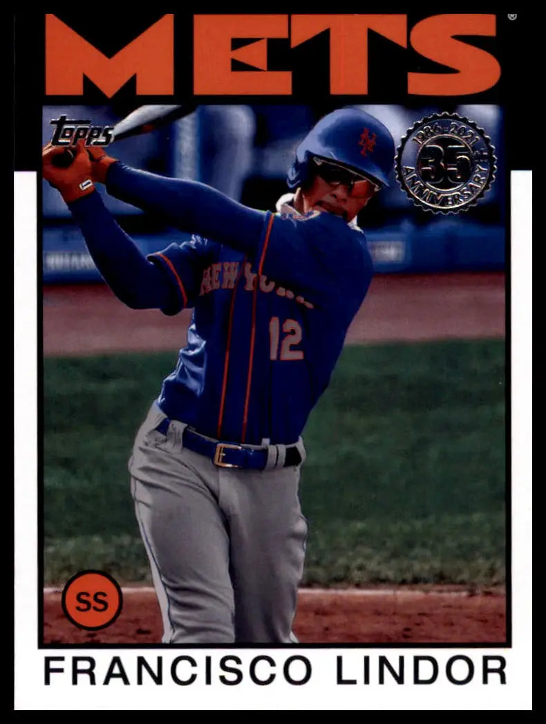 Francisco Lindor 2021 Topps 1986 Topps Baseball 35th Anniversary card for NY Mets