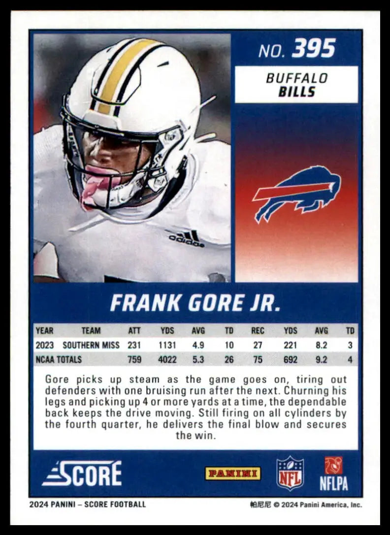 Frank Gore Jr. football card from the 2024 Score Buffalo Bills rookie series
