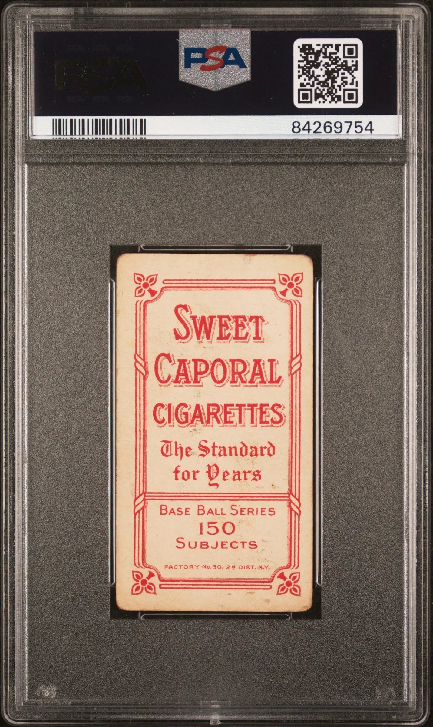 Frank Smith 1909-11 T206 Sweet Caporal 150/30 Chicago in PSA 1 Poor protective case