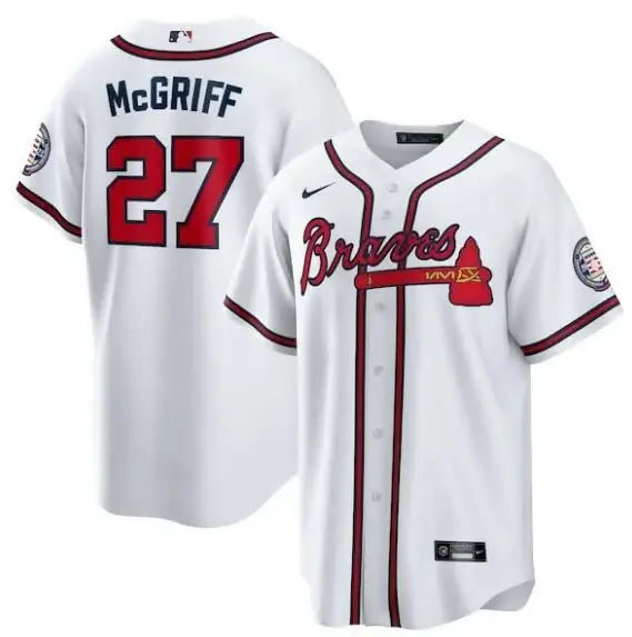 White Atlanta Braves Fred McGriff Hall of Fame Patch Nike 2023 Replica Jersey