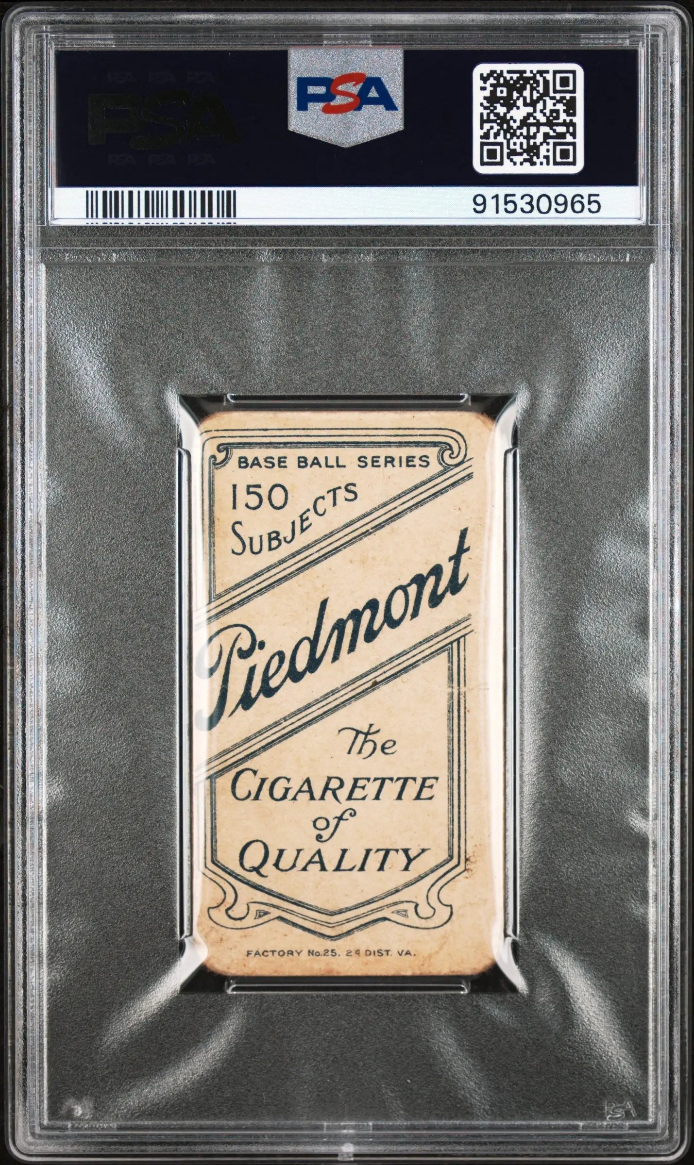 Vintage Piedmont cigarette card back advertising The Cigarette of Quality Fred Parent 1909-11