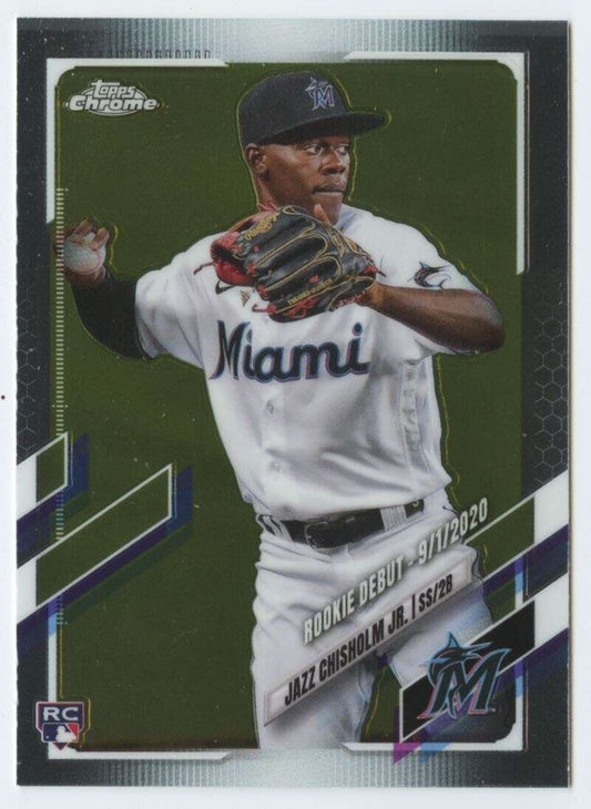 2021 Topps Chrome Update #USC52 Jazz Chisholm Jr. NM-MT RC Rookie Miami Marlins Baseball Card Image 1