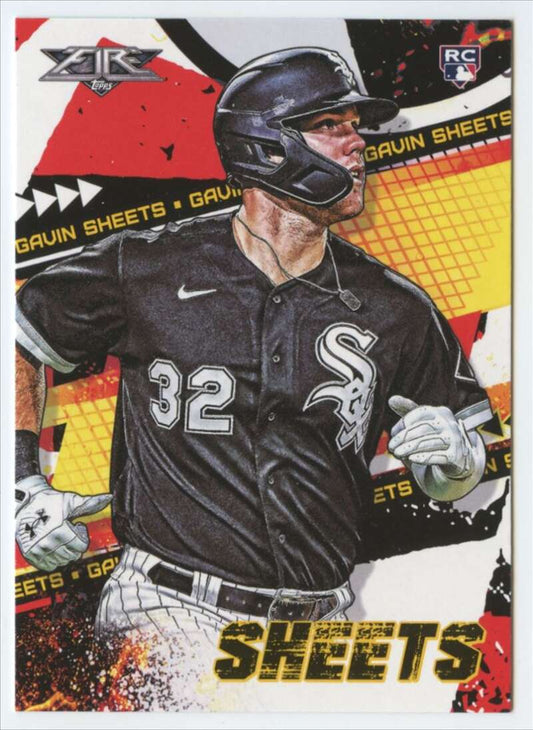 2022 Topps Fire #77 Gavin Sheets NM-MT RC Rookie Chicago White Sox Baseball Card Image 1