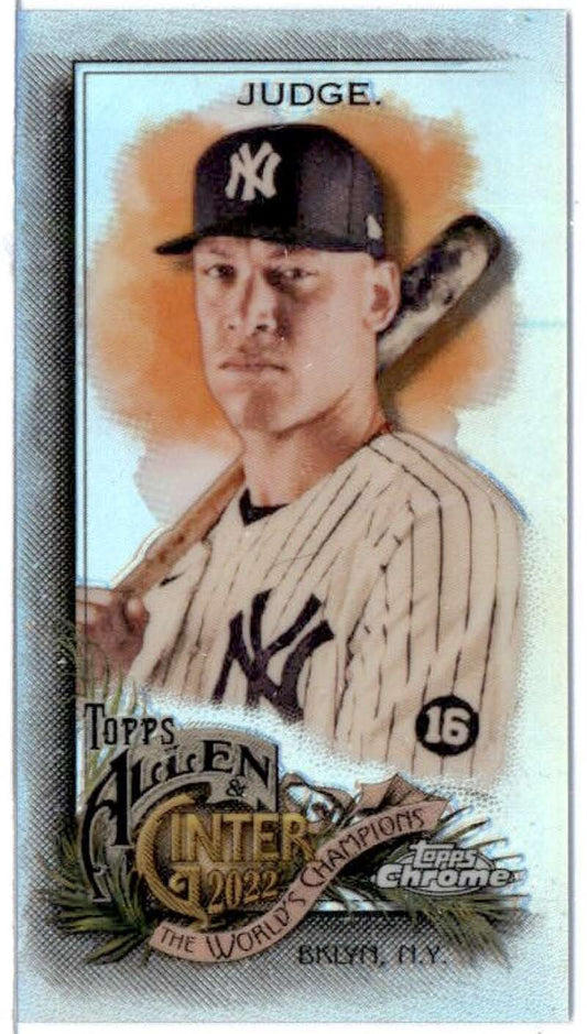 2022 Topps Allen and Ginter Chrome Mini Refractor #11 Aaron Judge NM-MT New York Yankees Baseball Card Image 1