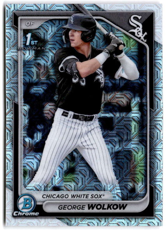 2024 Bowman Mega Box Mojo Prospects Refractor #BCP-144 George Wolkow NM-MT Chicago White Sox Baseball Card Image 1