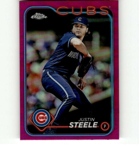 2024 Topps Chrome Refractor Pink #258 Justin Steele NM-MT Chicago Cubs Baseball Card Image 1