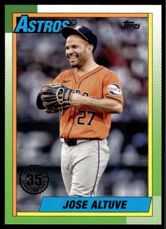 2025 Topps 1990 Baseball #T90-9 Jose Altuve NM-MT Houston Astros Baseball Card Image 1