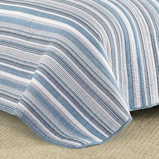 Full/Queen 3 Piece Nautical Anchor Blues 100-Percent Cotton Reversible Quilt Set - Quilts & Blankets