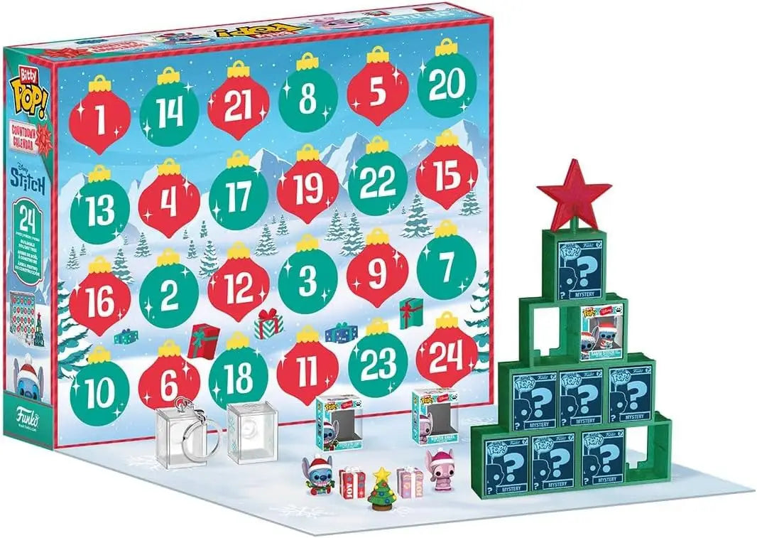 Stitch-themed Christmas advent calendar with collectible figures from Funko Bitty Pop Countdown Calendar Disney’s Stitch 24-day