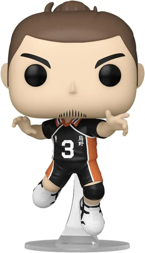 Cartoon-style Asahi Azumane figurine in black jersey #3 jumping with a basketball