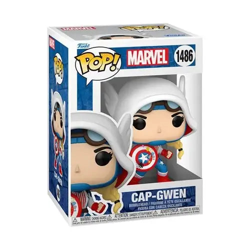 Funko Pop Marvel vinyl figure of Cap-Gwen bobblehead from Gwenverse Thorgwen collection
