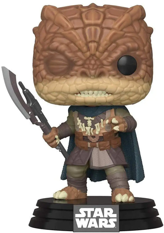 Funko Pop Star Wars Mandalorian Trandoshan Thug with detailed armor and weaponry