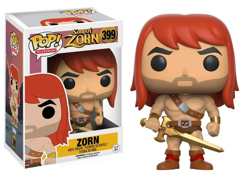 Funko Pop Zorn 399 vinyl figure of muscular character with sword and long red hair