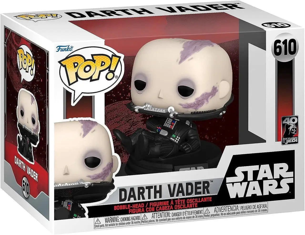 Funko Pop Darth Vader 610 figure from Star Wars with white and black details