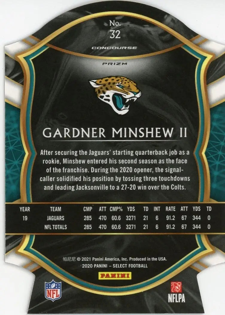 Gardner Minshew II football card from Panini Select Concourse Red Die Cut series