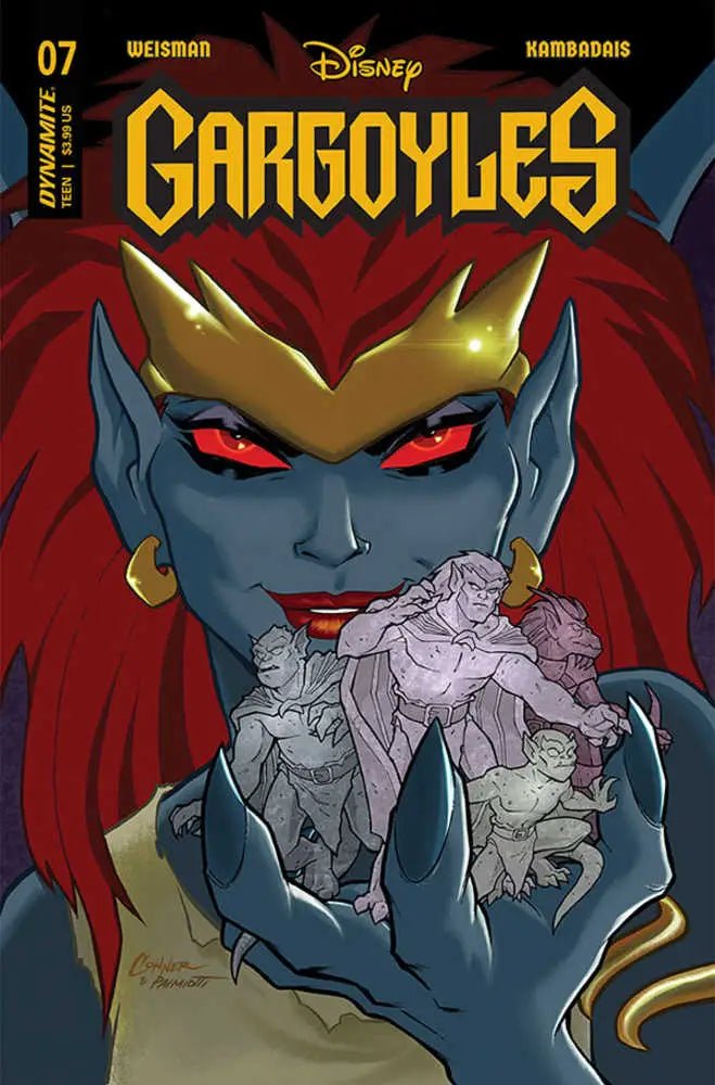 Comic book cover of Demona from Gargoyles #7 Cover B Conner with glowing red eyes