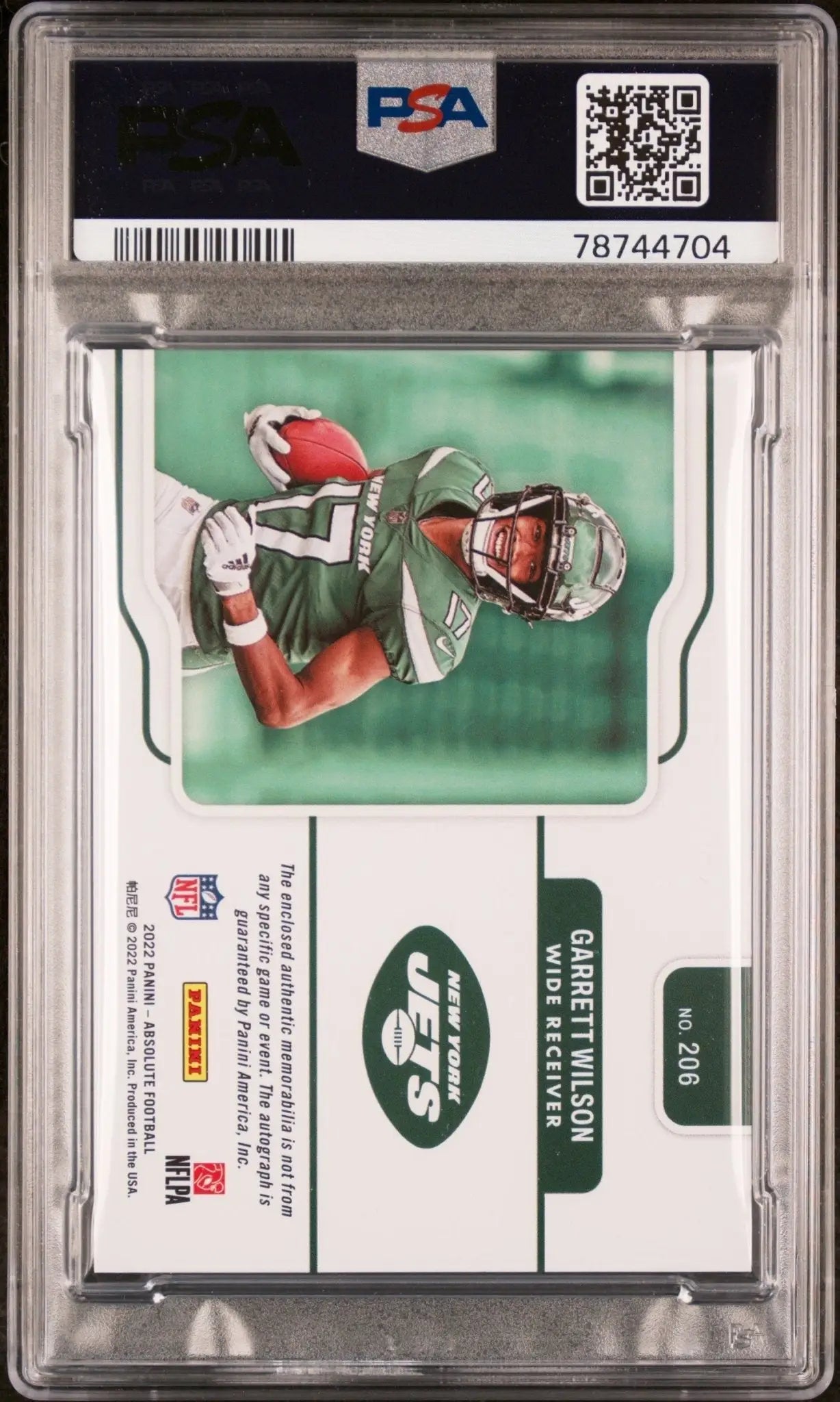 A graded Garrett Wilson football trading card from Panini Absolute at Columbia Hobby