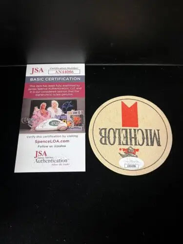 Gary Cheevers Signed Michelob Beer Coaster featuring Boston Bruins Hockey HOF Auto