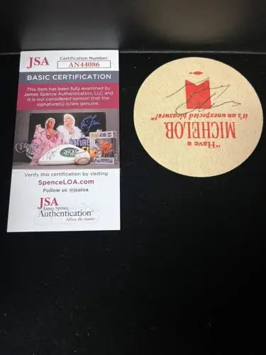 Autographed Michelob beer coaster by Gary Cheevers with JSA certification for collectors