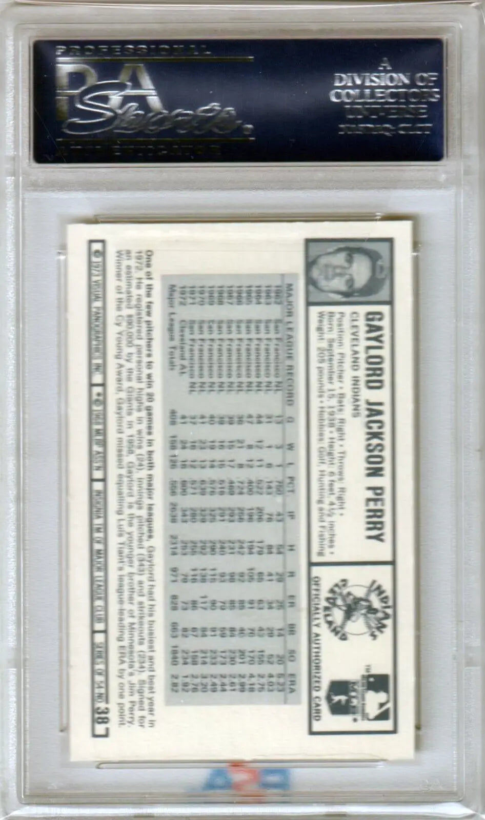 Encased GAYLORD PERRY 1973 baseball card from Kellogg’s Pro Stars, collectibles on Columbia Hobby eBay