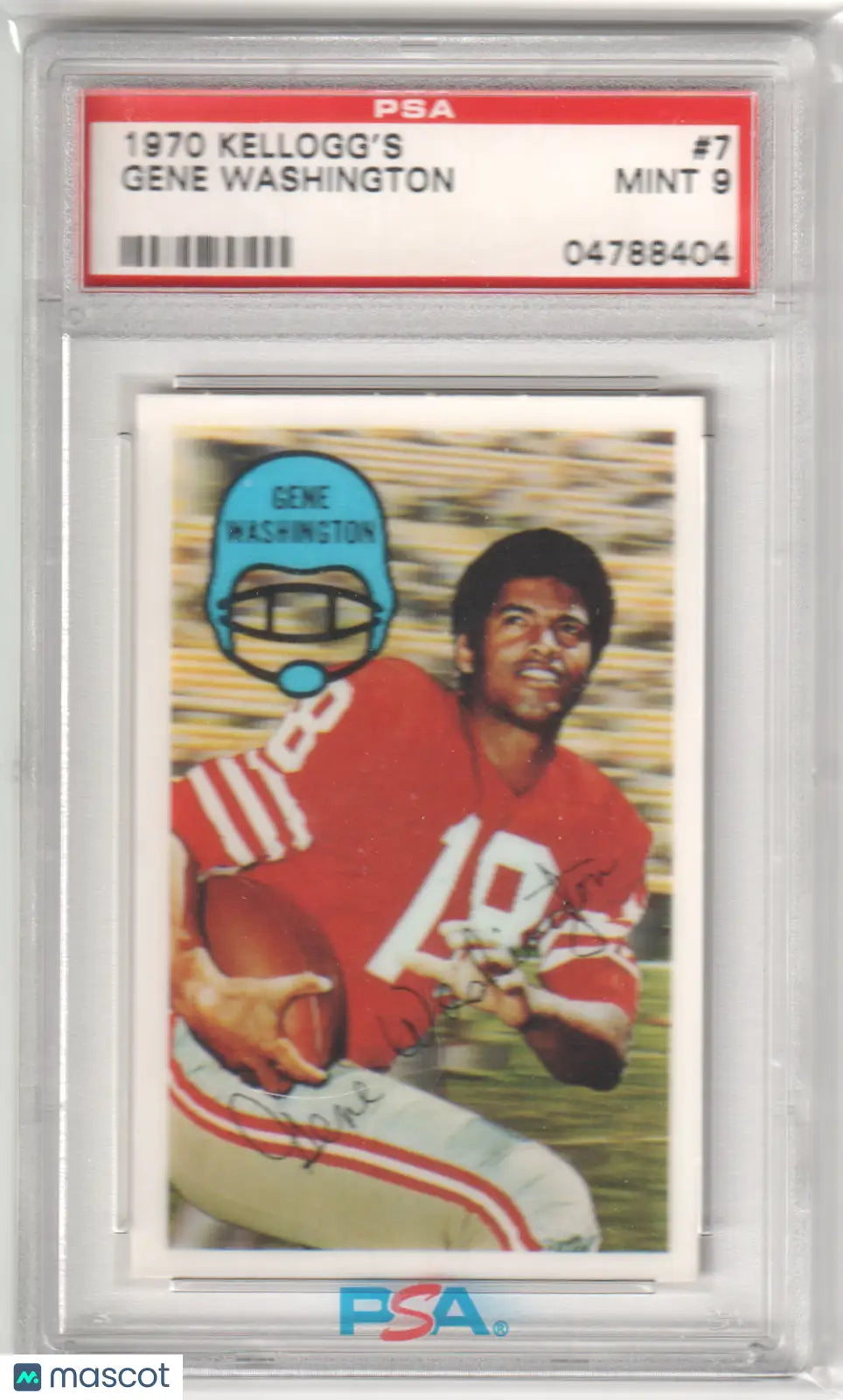 Graded 1970 Kellogg’s Gene Washington football card Mint 9 Columbia Hobby