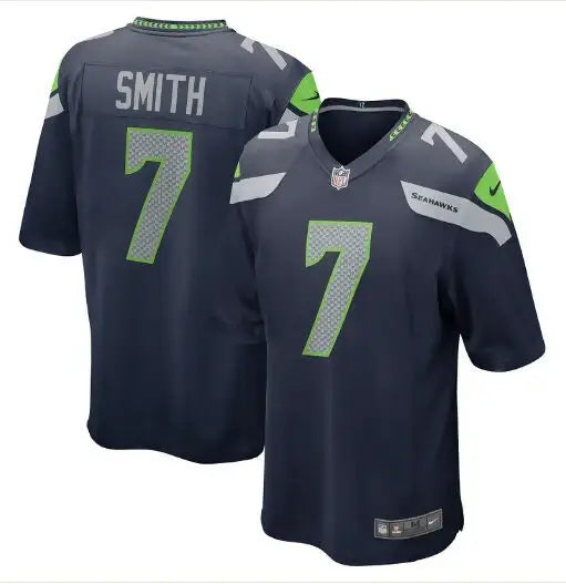 Dark blue Geno Smith Seattle Seahawks Nike throwback football jersey with number 7 and name Smith