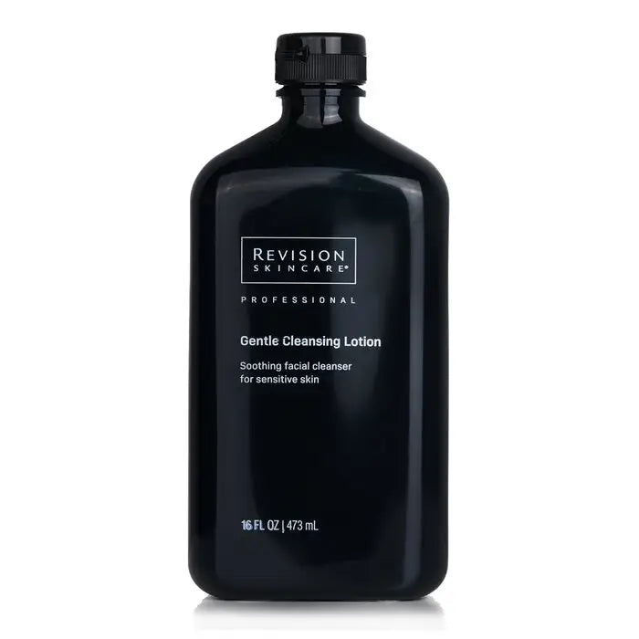Black bottle of Gentle Cleansing Lotion for sensitive skin salon size 473ml/16oz