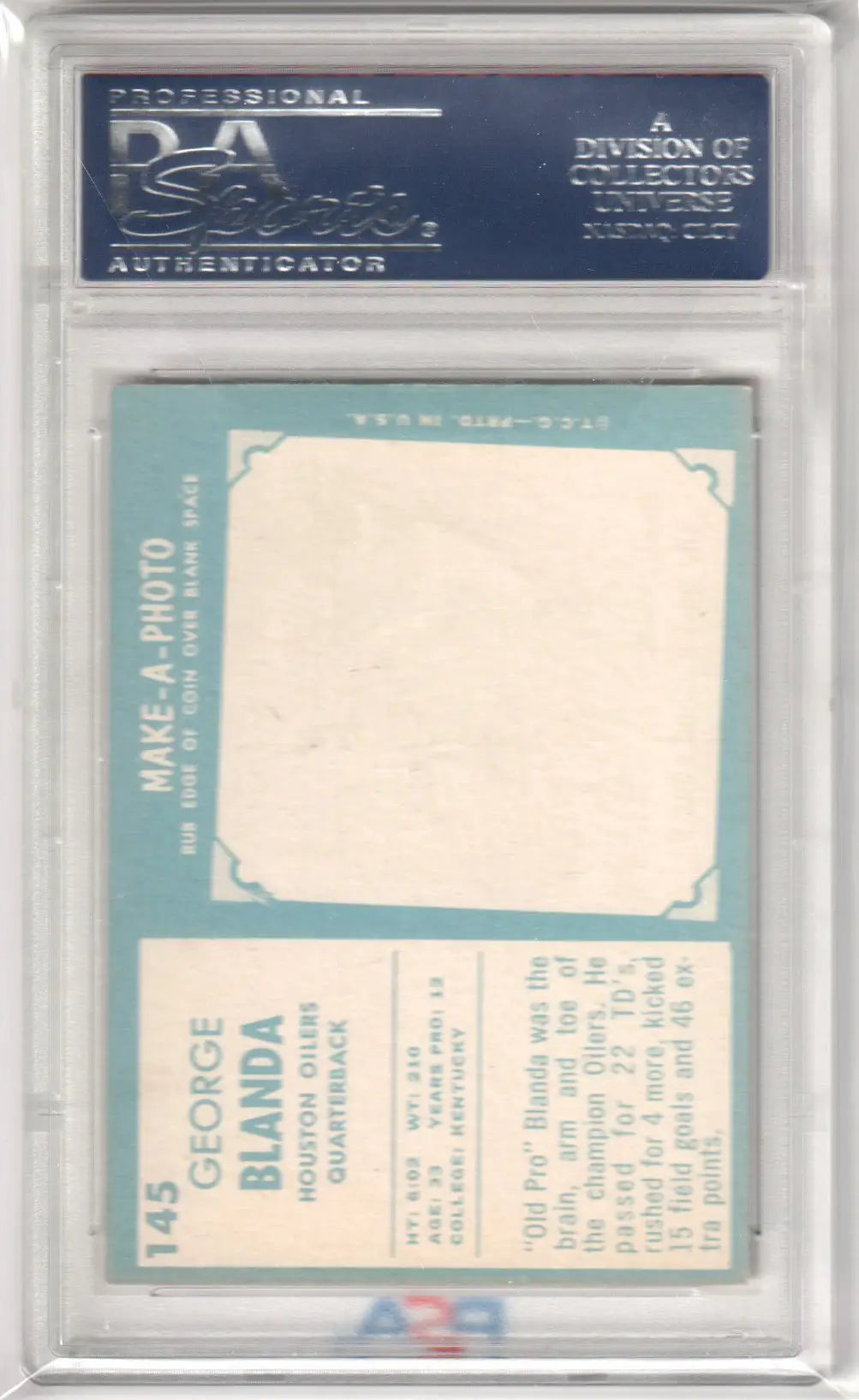 Graded George Blanda 1961 Topps football card PSA 7 NM from Columbia Hobby