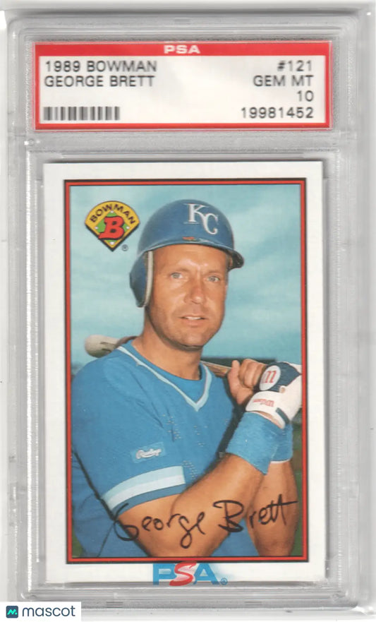Graded George Brett baseball card from 1989 Bowman PSA 10 GEM MINT by Columbia Hobby