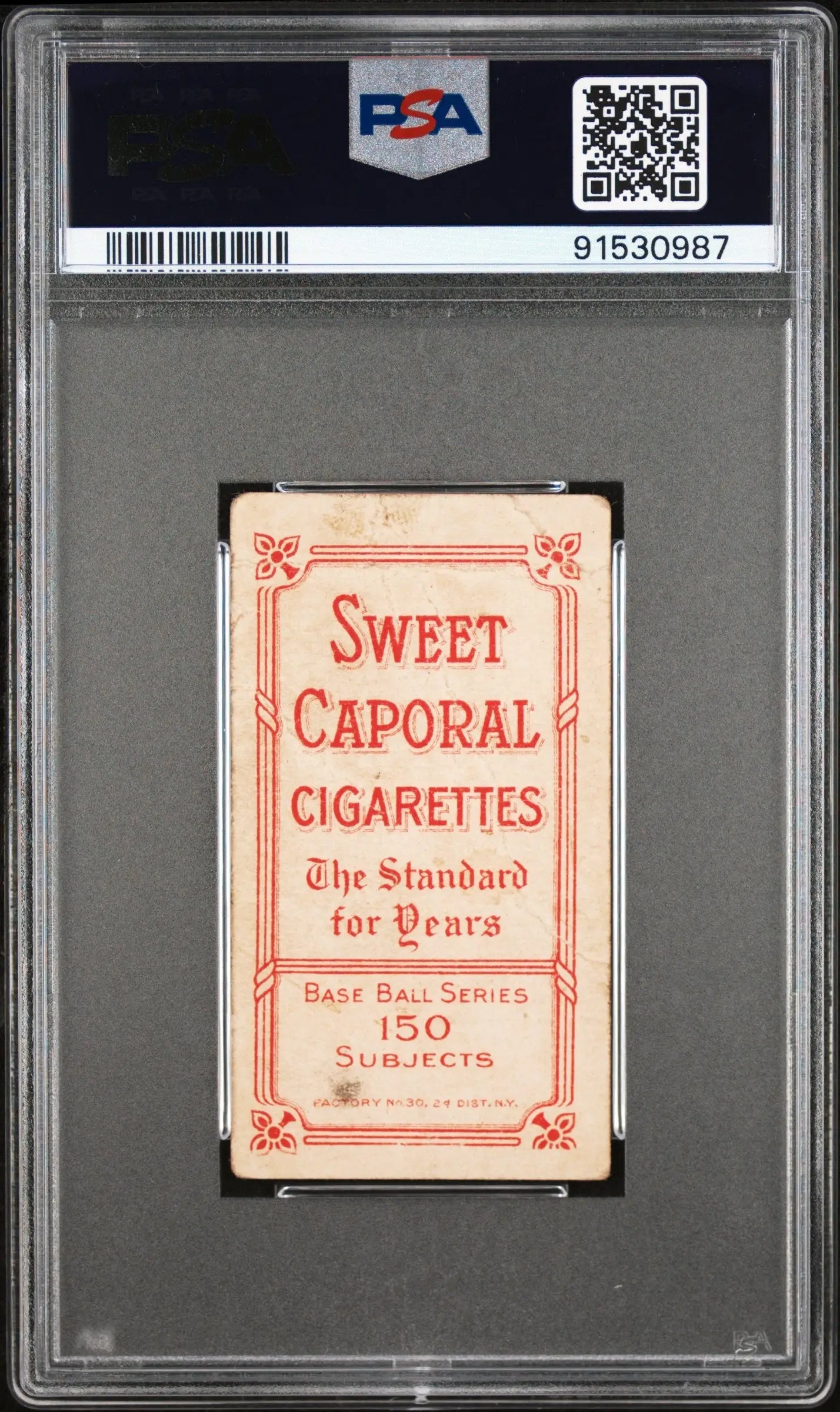 PSA-graded George Brown Browne T206 Sweet Caporal cigarette trading card in holder