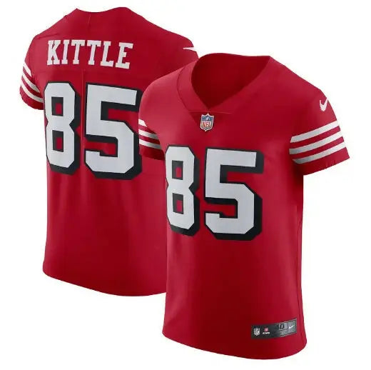 Red George Kittle San Francisco 49ers Nike Vapor Elite Jersey with number 85 on back