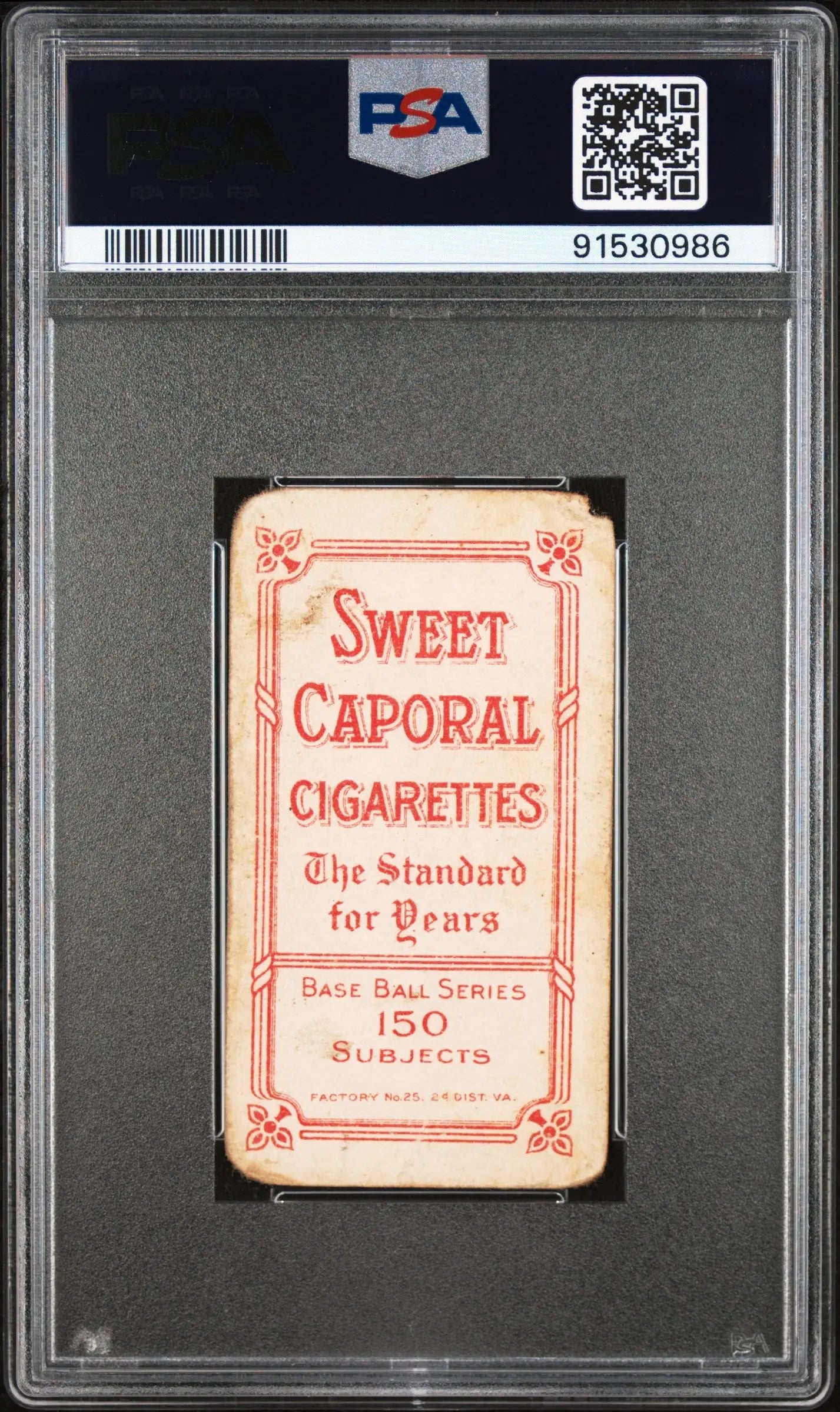 Vintage Sweet Caporal cigarette pack featuring George McQuillan Ball T206 design