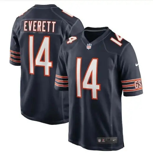 Navy blue Gerald Everett Chicago Bears Nike game jersey with number 14 and orange trim