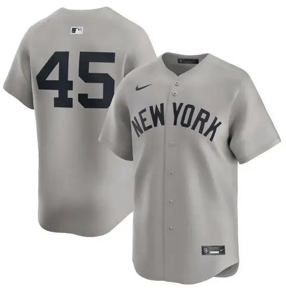 Gray New York Yankees baseball jersey featuring Gerrit Cole Nike Home Limited Player design