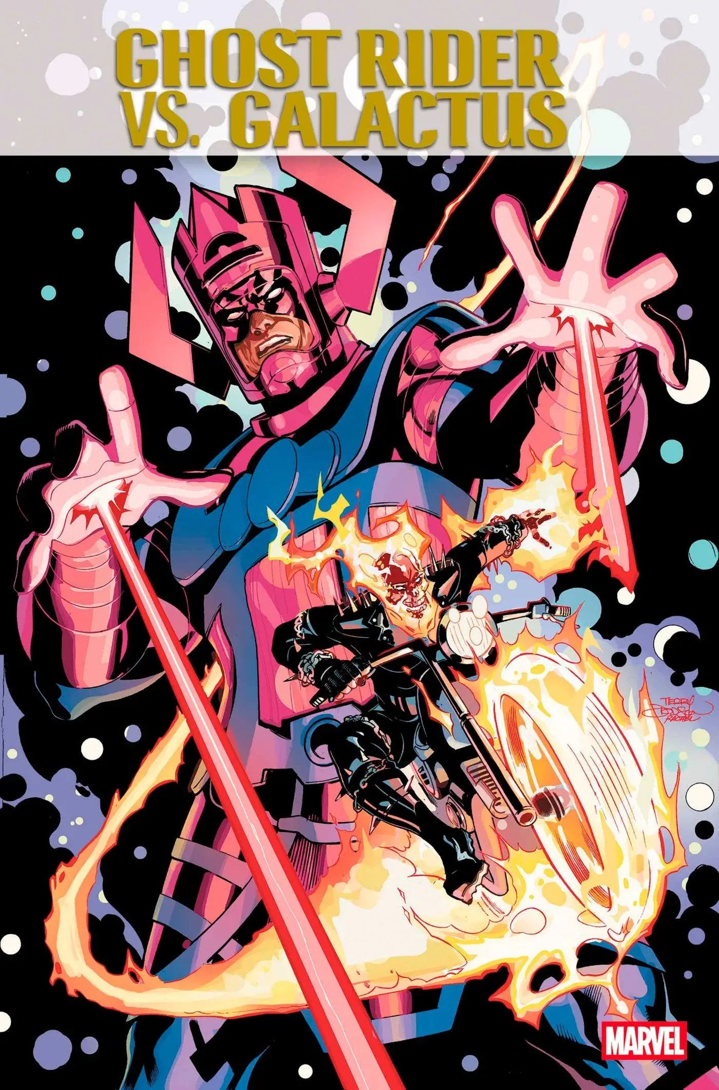 Comic book cover of Ghost Rider vs. Galactus #1 featuring Johnny Blaze by Juan Ferreyra